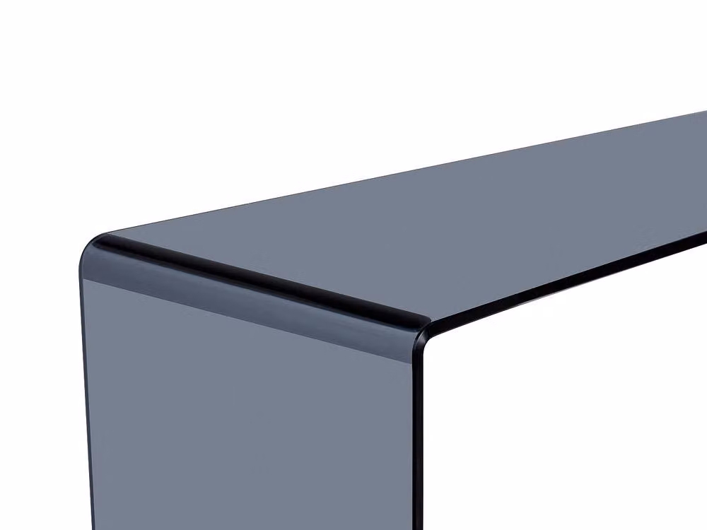 Vente-unique ALONZO Curved Smoked Tempered Glass Console Table in Black and Transparent, W/D/H: 80 x 35 x 75 cm – 3
