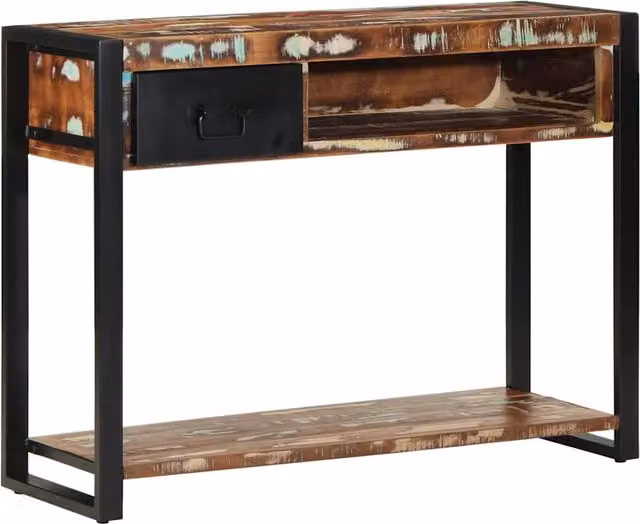 Berkfield Home Multicolour Reclaimed Solid Wood Console Table, W/D/H: 100 x 35 x 75 cm – 1