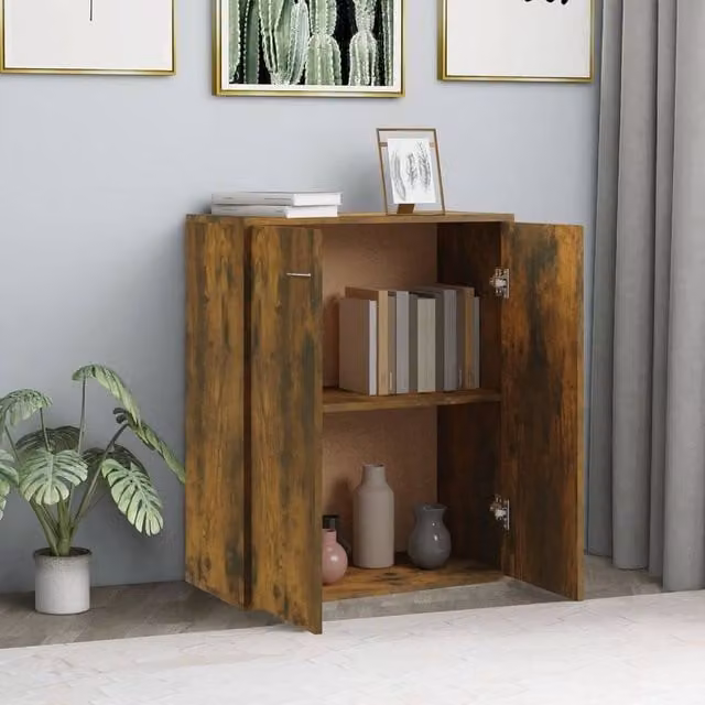 Berkfield Home Modern Smoked Oak Sideboard in Brown, W/D/H: 60 x 30 x 75 cm