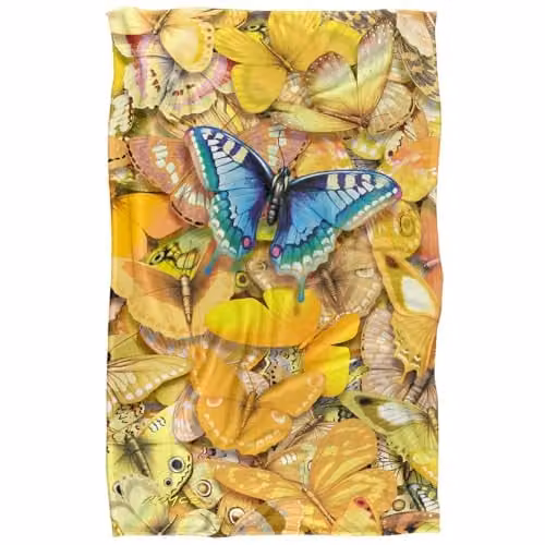 JQ Licensing Royce Mcclure Be Unique Butterflies Super Soft Silky Touch Fleece Throw Blanket, Multicolour, W/D/H: 91 x 147 cm