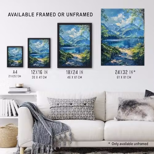 Artery8 Helvellyn View Lake District Framed Wall Art Print, Multicolour, A4 (W: 21 x H: 29.7 cm) – 3