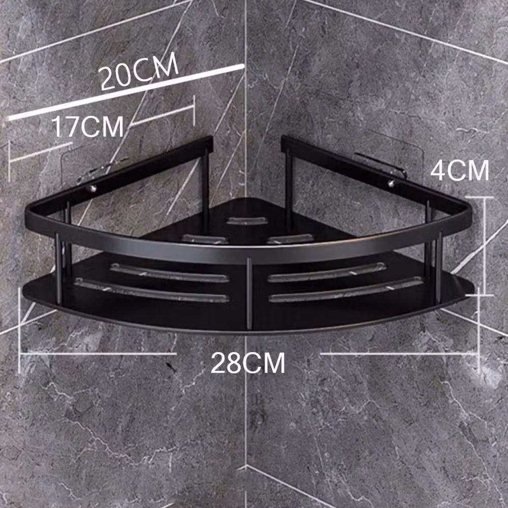 SPETLEK 2-Piece Black Metal Corner Shower Rack and Bathroom Storage Shelves – 2