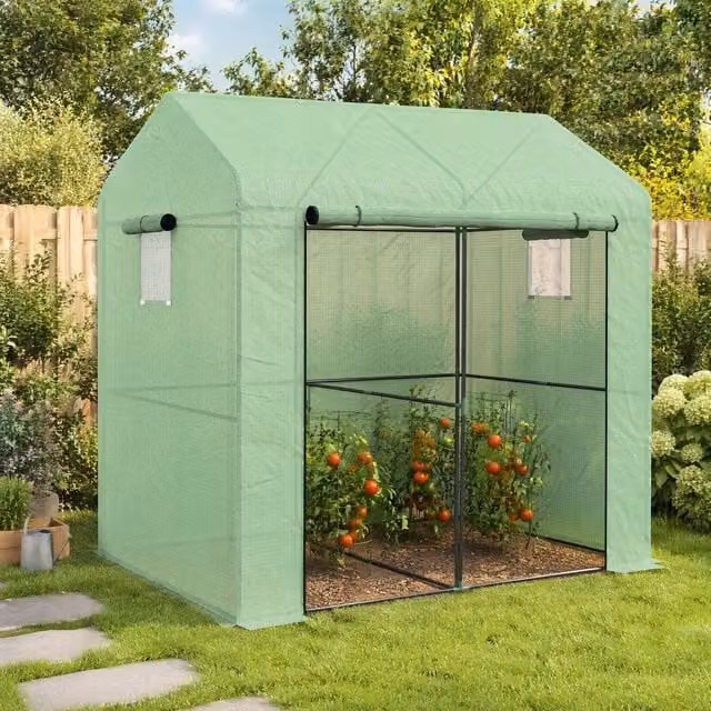 STILVORA Walk-in Greenhouse with 2 Rooms in Green, W/D/H: 200 x 140 x 280 cm – 1