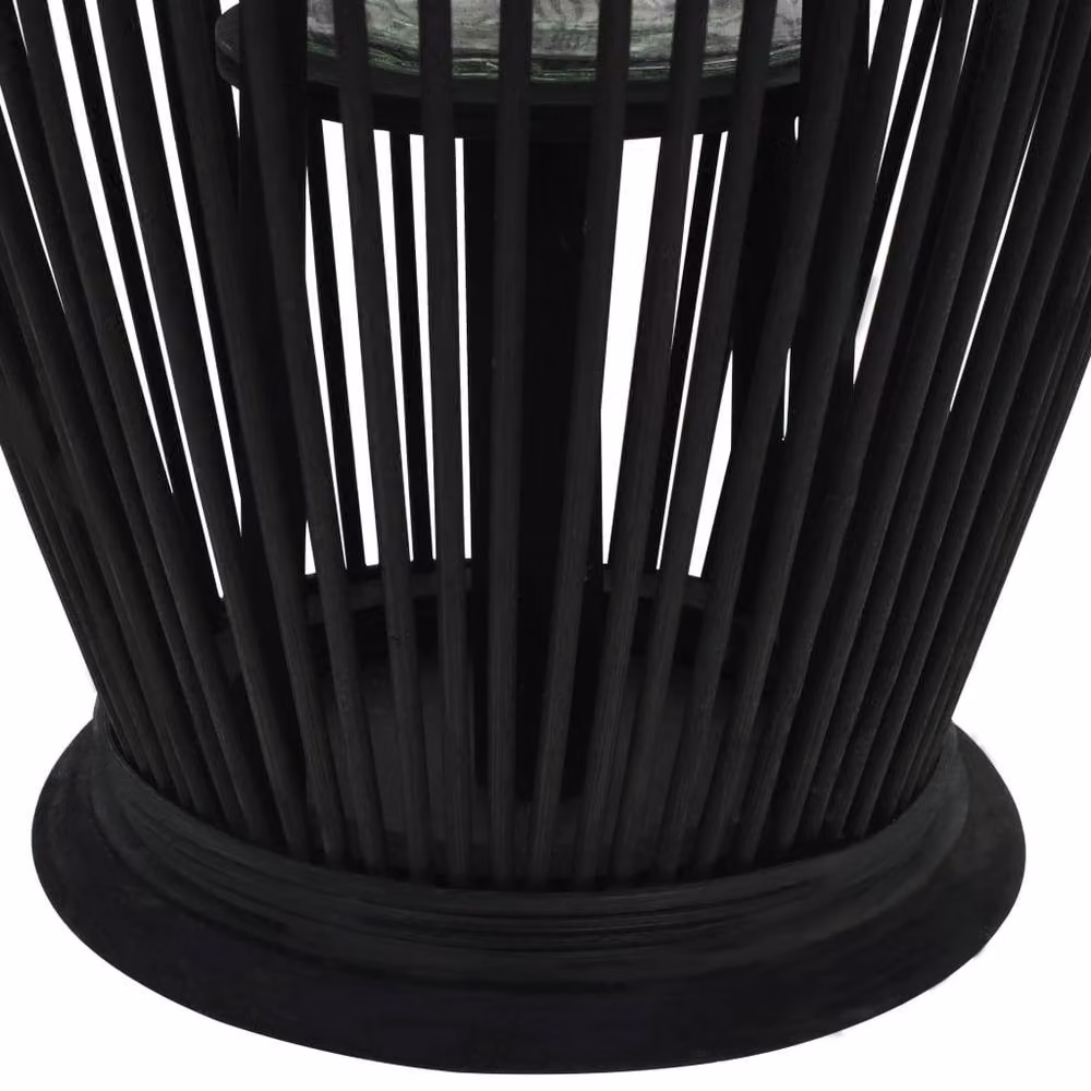 Berkfield Home Hanging Bamboo Candle Lantern Holder, Black, Height: 60 cm – 3