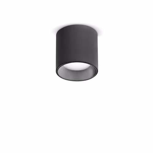 Ideal Lux Nitro LED Dimmable Surface Mounted Cylinder Downlight, Black, 2700K Warm White – 1