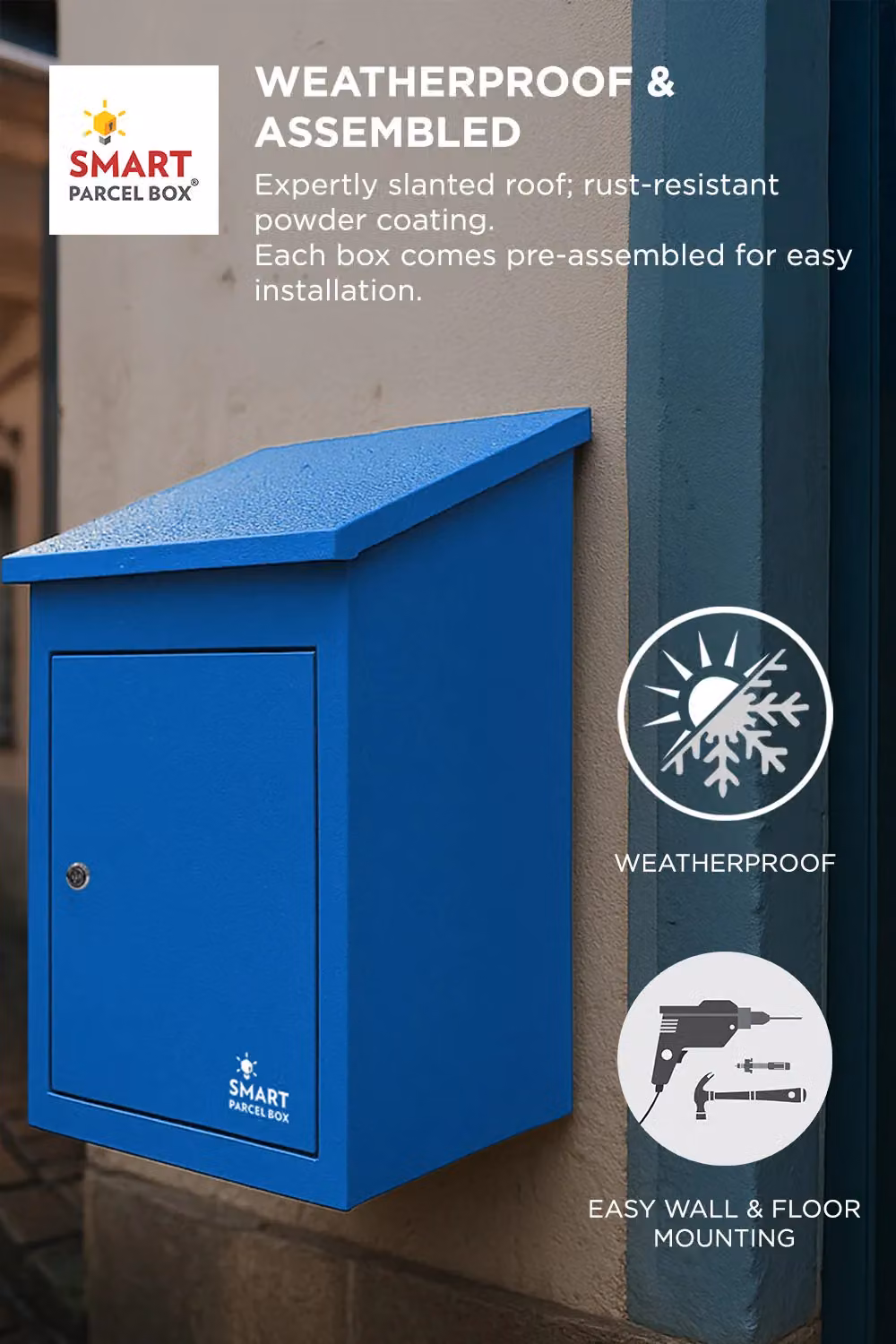 Homescapes Smart Parcel Box Medium Front Access Secure Delivery Box in Blue – 4