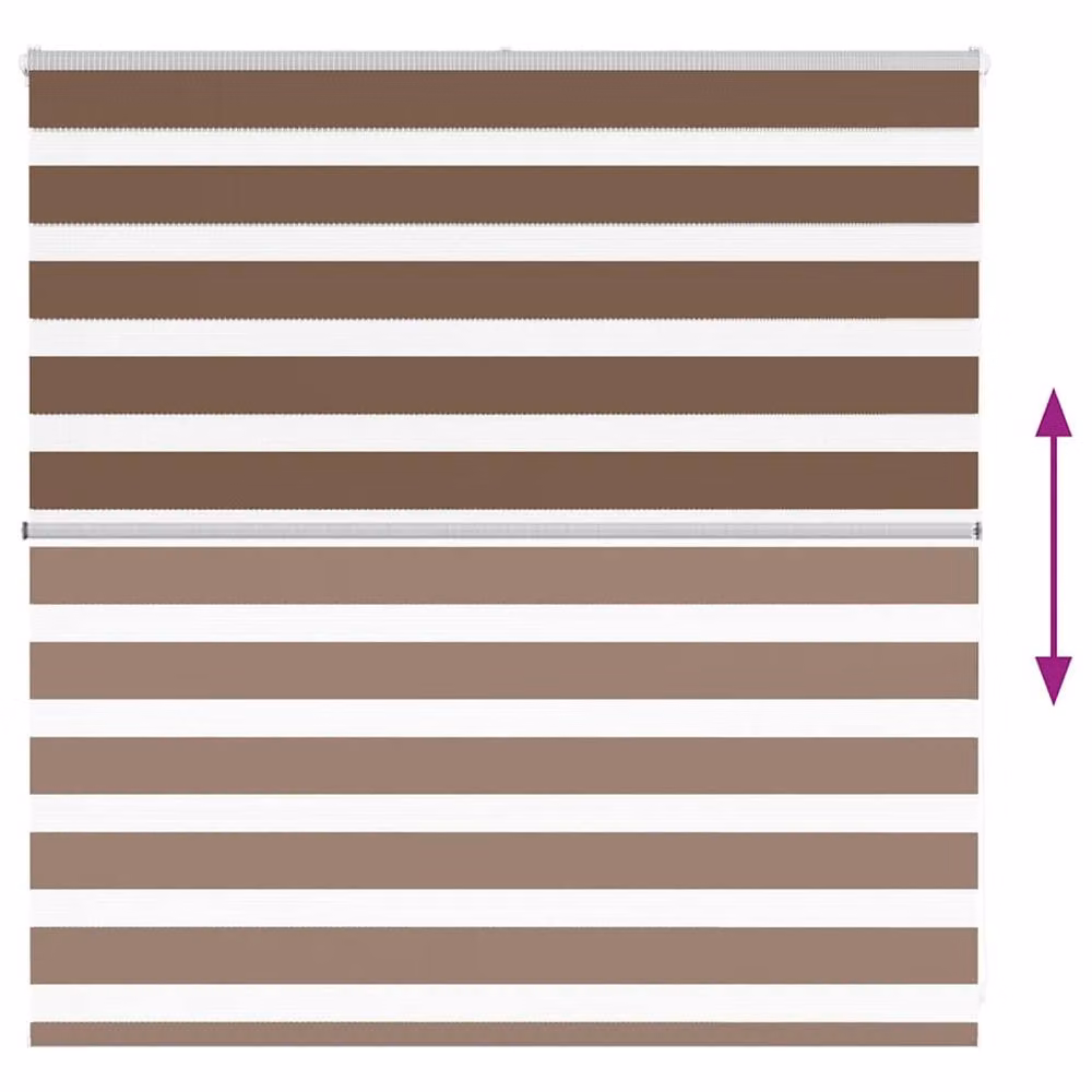 Berkfield Home Brown Zebra Day and Night Blind with Polyester Fabric, W: 150 cm, H: 100 cm – 4