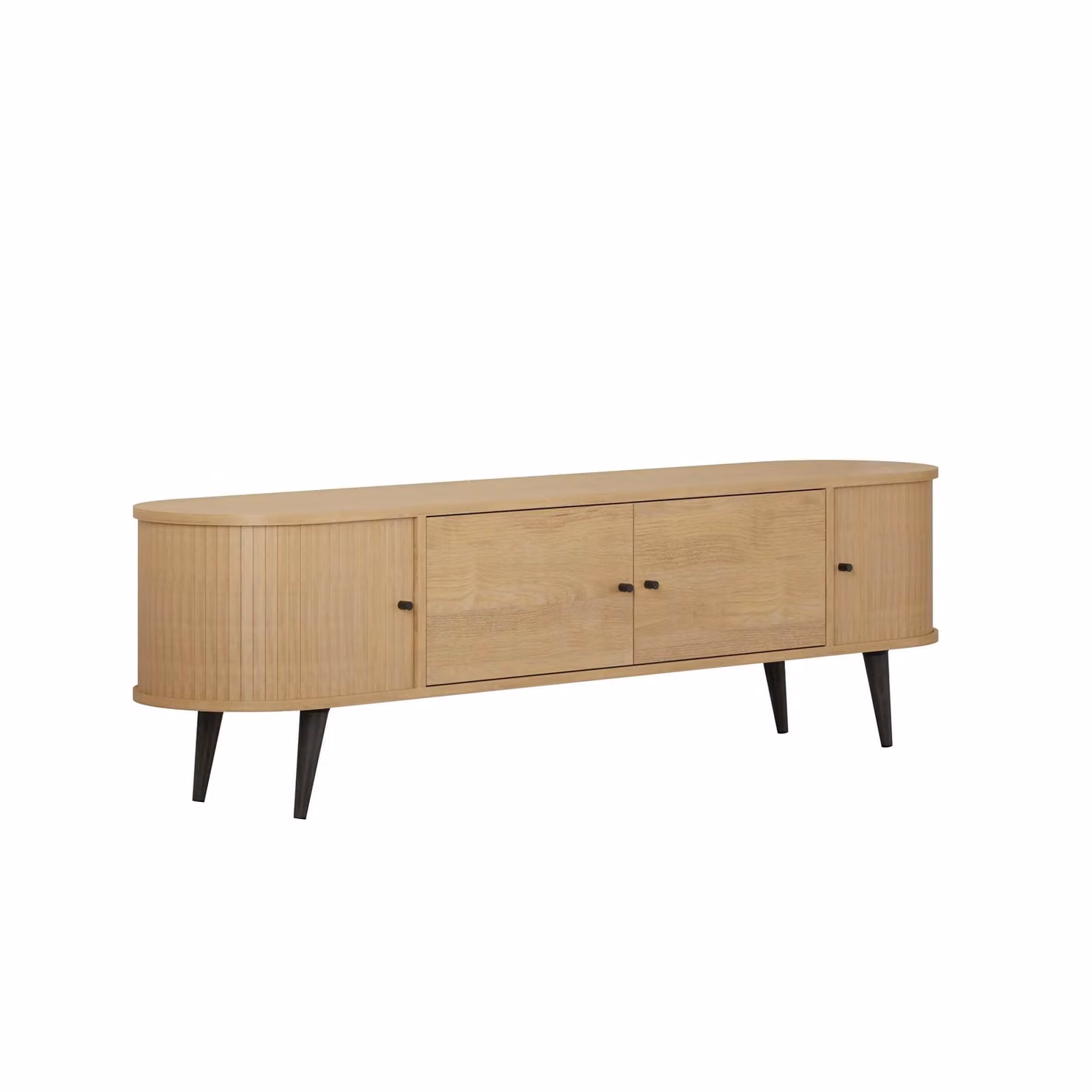 Decortie Gentle Modern 180cm TV Stand with 2 Sliding Doors and 4-Door Storage Cabinet in Oak – 2
