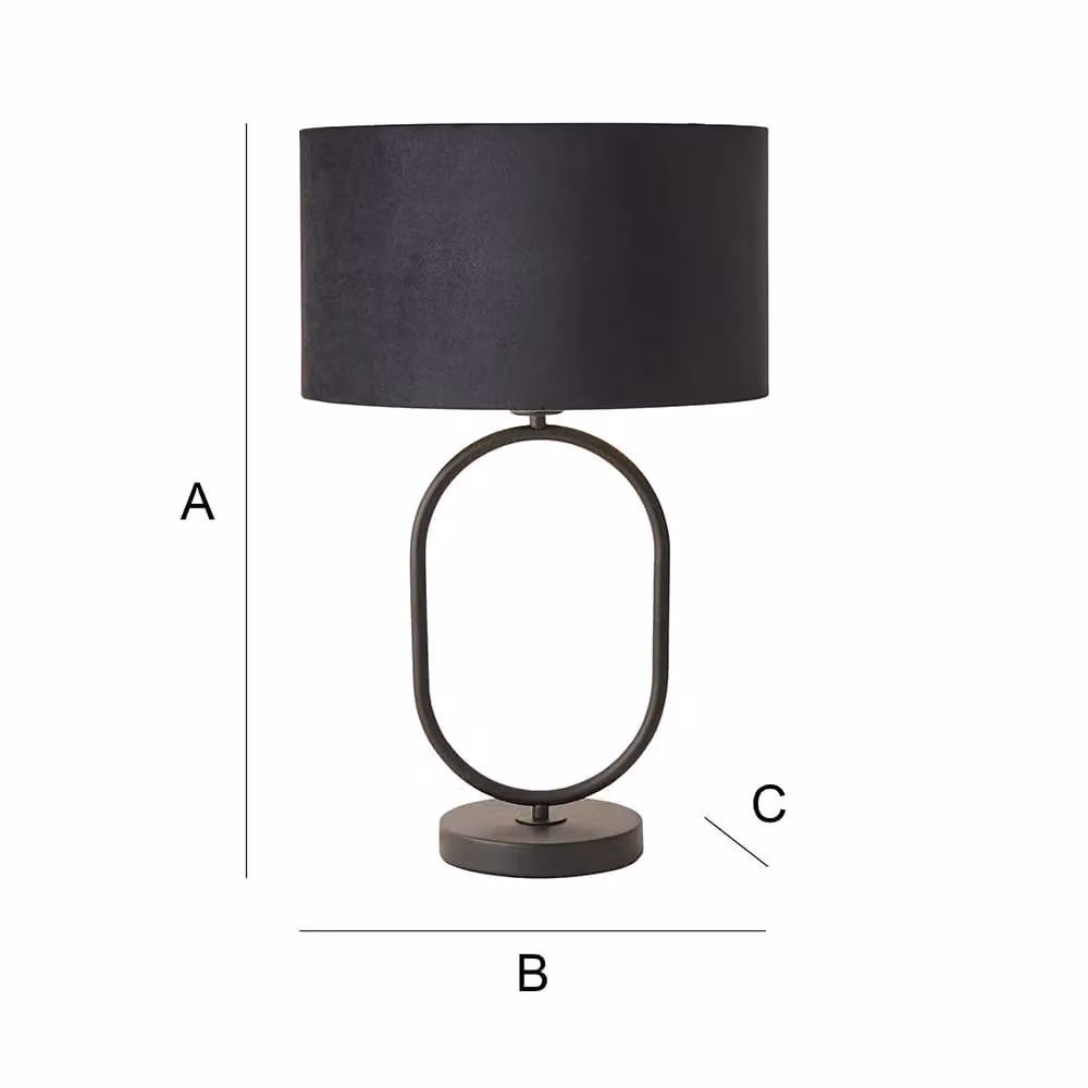 ValueLights Antonia Oval Table Lamp with Black Velvet and Gold Shade and LED Bulb – 4