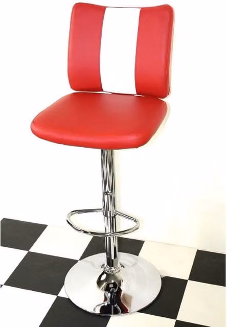 netfurniture Tarina Retro Kitchen Breakfast Bar Stool in Red with Padded Faux Leather Seat