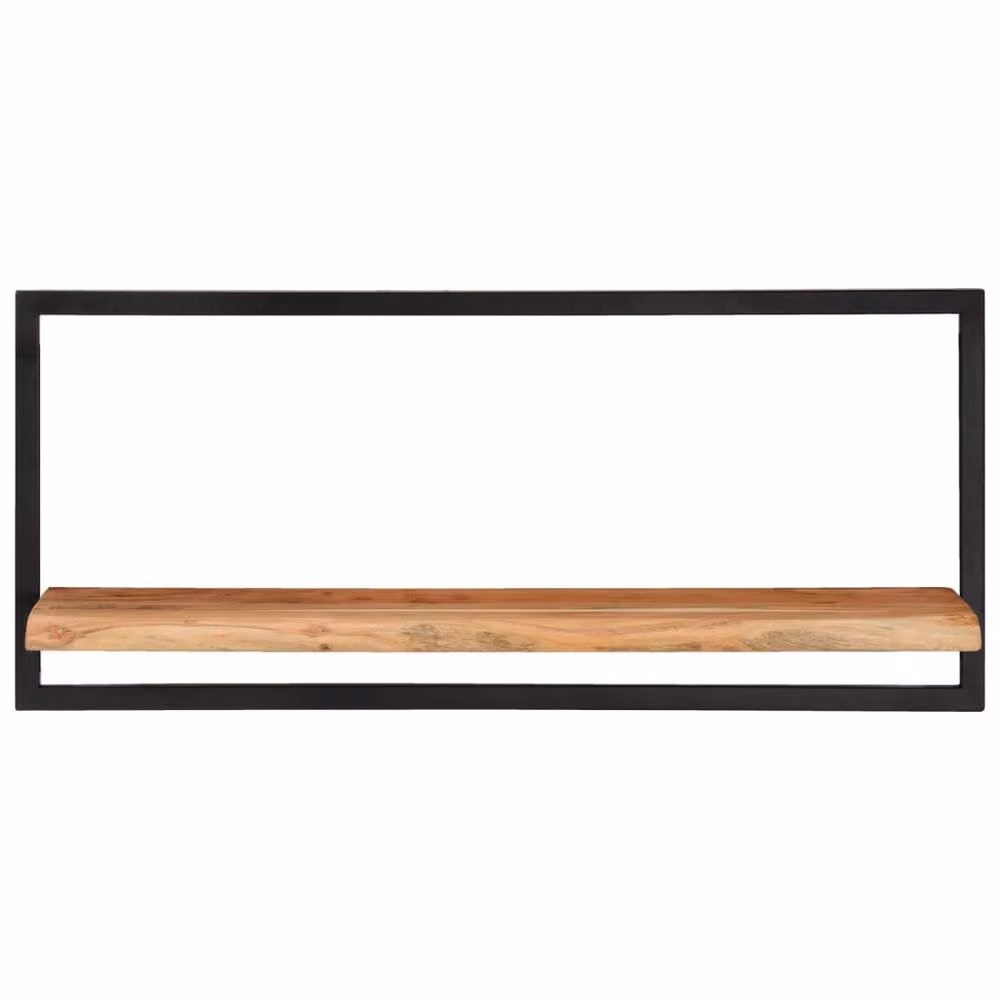 Berkfield Home Set of 2 Industrial Wall Mounted Shelves in Brown Acacia Wood and Steel, W/D/H: 80 x 25 x 35 cm – 3