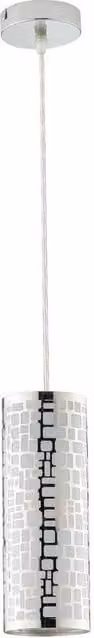 Netlighting MAYA Slim Cylinder Pendant Ceiling Light in Chrome and Grey, W: 10 cm, H: 27 cm