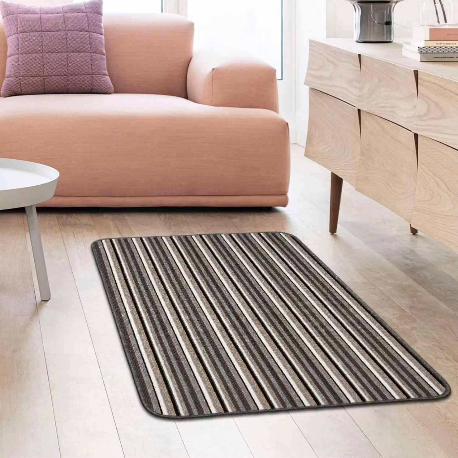THE RUGS Washable Nonslip Striped All-Purpose Mat, Grey, W: 80 cm, D: 50 cm – 2