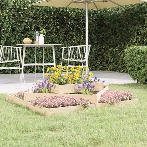 vidaXL Brown Wooden Raised Bed Planter, W/D/H: 112 x 112 x 27 cm – 2