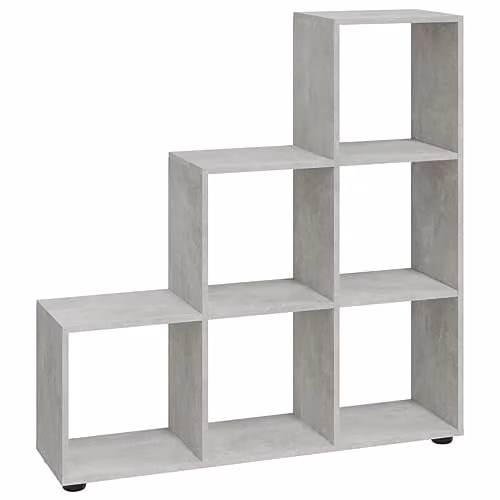 vidaXL Staircase Bookcase in Concrete Grey, Modern Engineered Wood and MDF