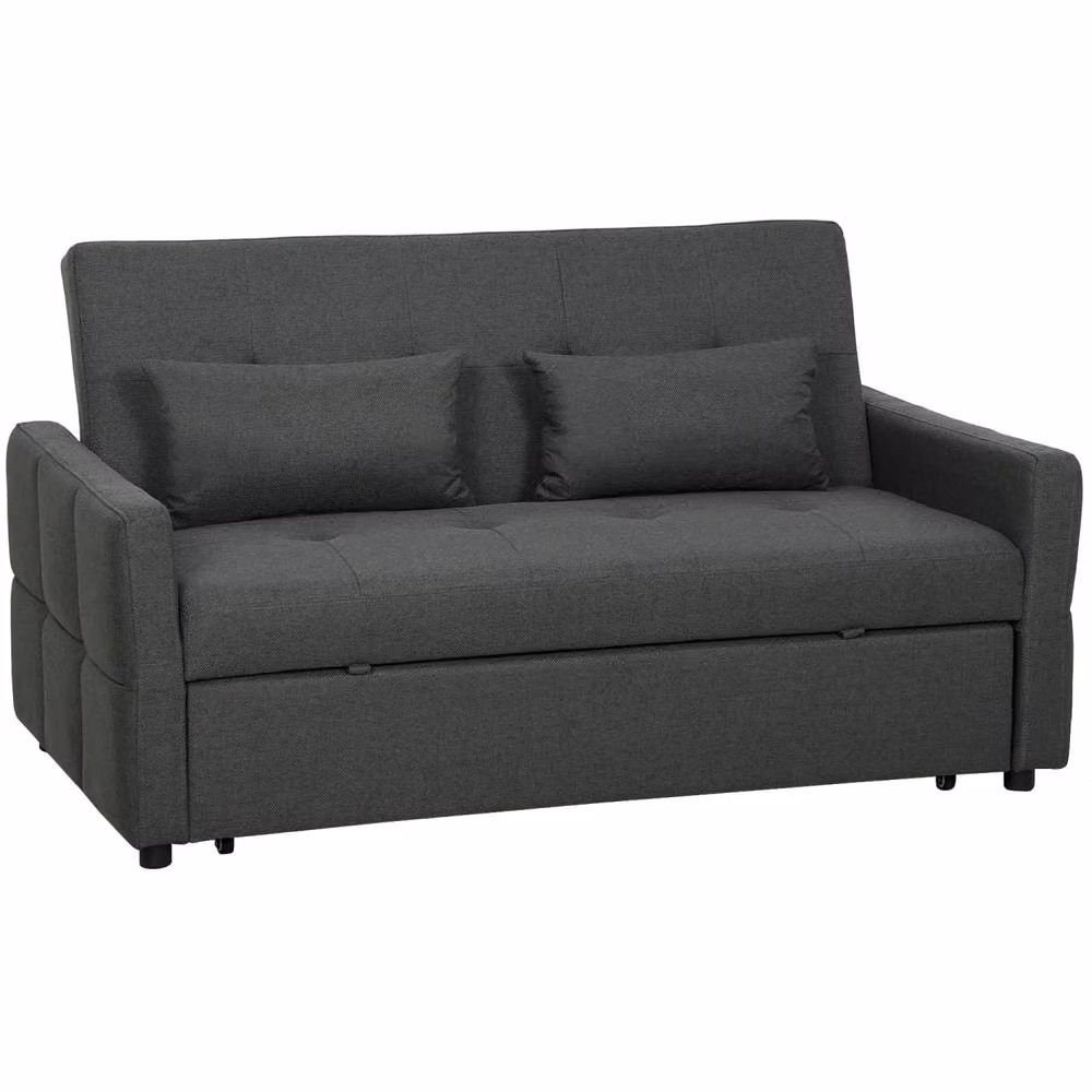 Wyld Haus Lula 2 Seater Convertible Click Clack Sofa Bed in Charcoal Grey with Scatter Cushions, W/D/H: 158 x 85 x 85 cm – 2