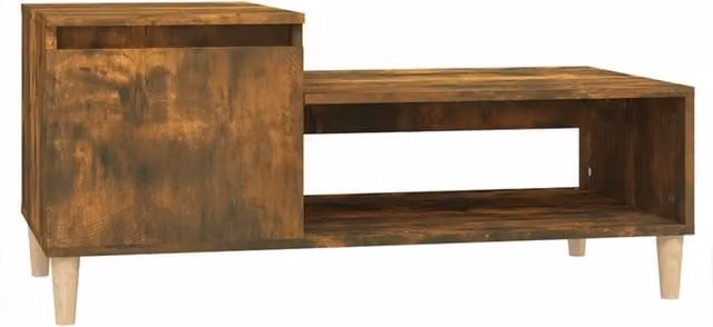 Berkfield Home Smoked Oak Coffee Table in Brown, W/D/H: 100 x 50 x 45 cm – 1