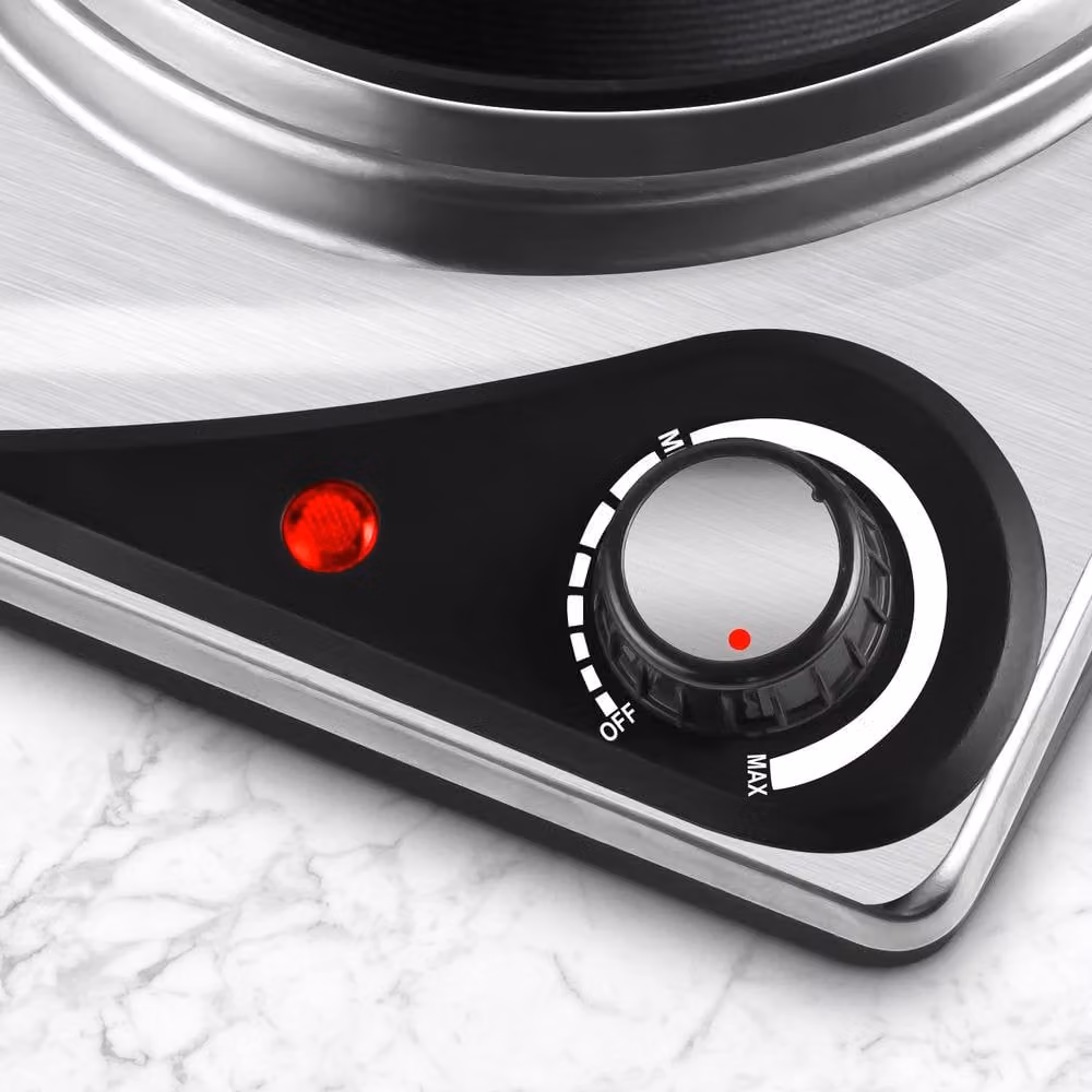 Cusimax Silver 1500W Portable Single Cast Iron Hot Plate with Analog Dials, Diameter: 33 cm – 5