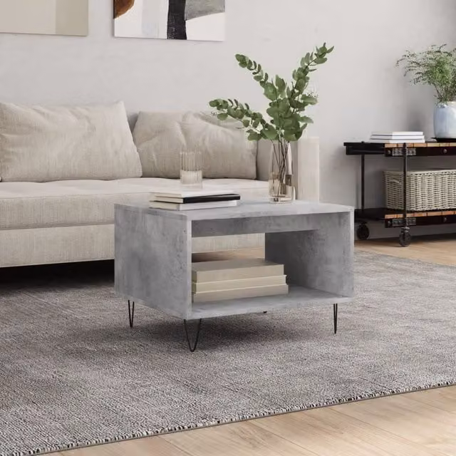 Berkfield Home Industrial Coffee Table in Concrete Grey, W: 60 cm, D: 50 cm, H: 40 cm