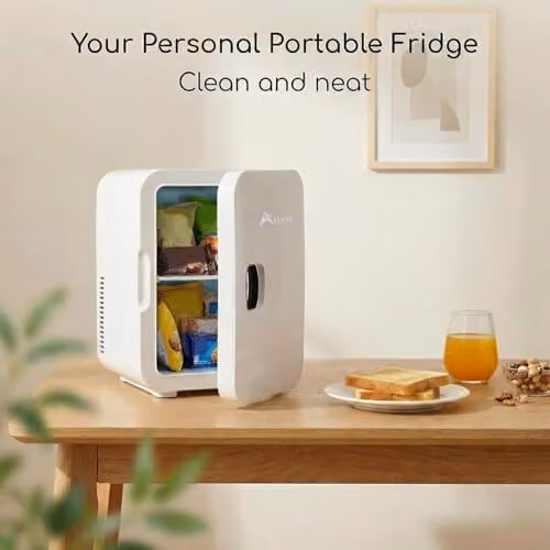 Alivio 6L Mini Portable Electronic Refrigerator in White for Drinks, Skincare and Cosmetics with AC/DC Power – 6