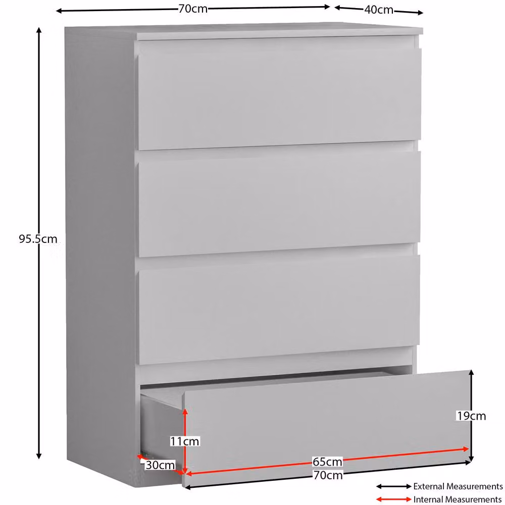 HD Designs Denver 4 Drawer Chest of Drawers in White – 2