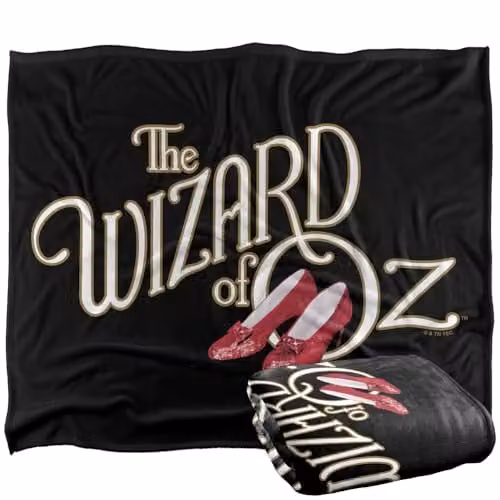 Warner Bros. The Wizard Of Oz Classic Logo Super Soft Silky Touch Fleece Throw Blanket, Multicolour, W: 152 cm, D: 127 cm – 1