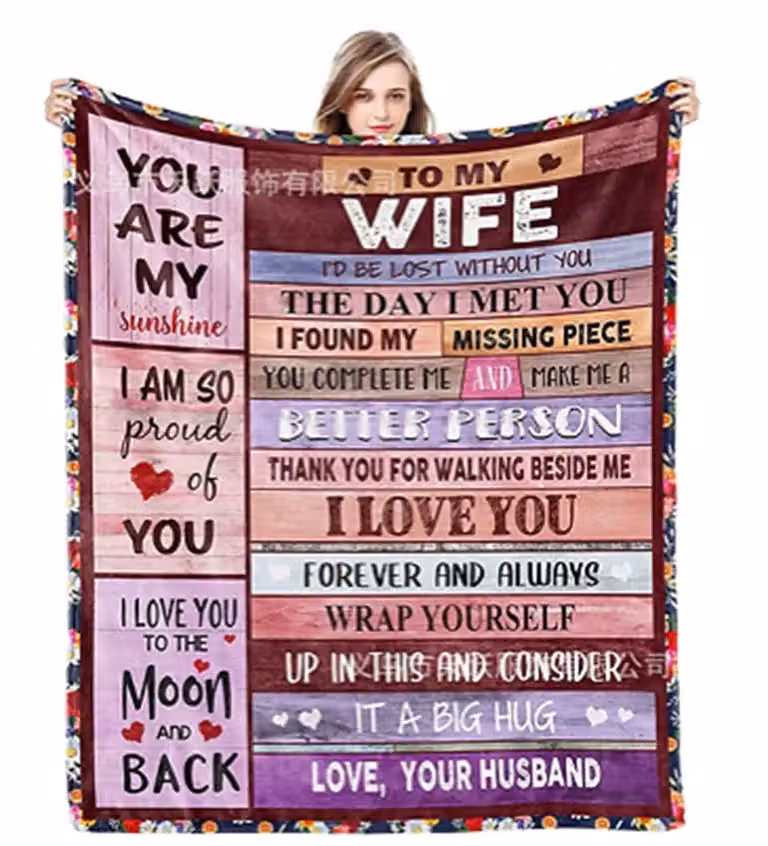 Leaper Personal Love Letter Fleece Blanket in Red and Multicolour, Size: 150 x 130 cm