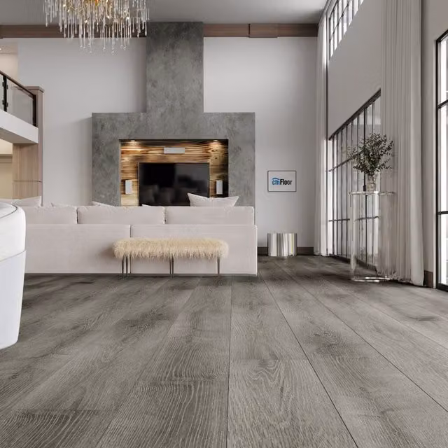 Livingandhome Grey Rustic Wood Look Self-adhesive PVC Plank Flooring