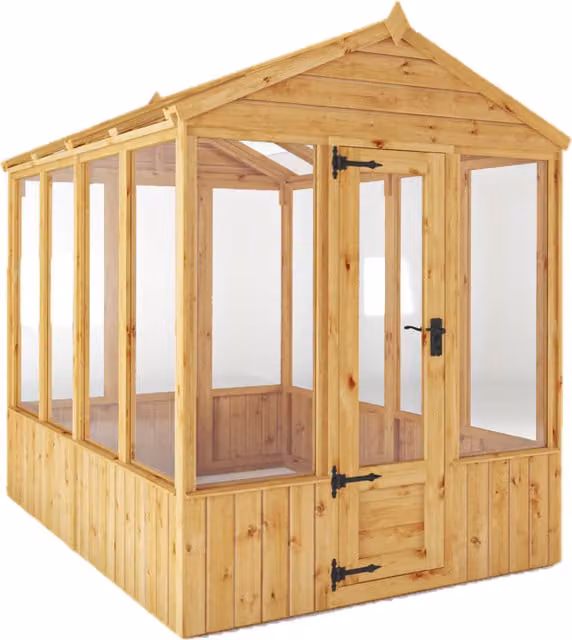 Waltons Brown Wooden Apex Tongue and Groove Greenhouse with Window
