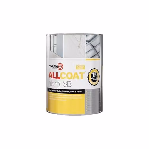 Zinsser AllCoat Solvent-Based 4-in-1 Primer, Sealer, Stain Blocker and Finish in White (1 Litre)