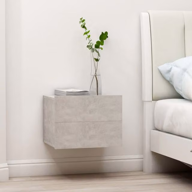 Berkfield Home Set of 2 Bedside Cabinets in Concrete Grey, W/D/H: 40 x 30 x 30 cm