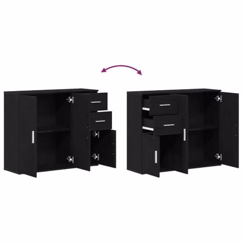 vidaXL Modern Black Oak Sideboard in MDF, W/D/H: 91 x 29.5 x 75 cm – 4