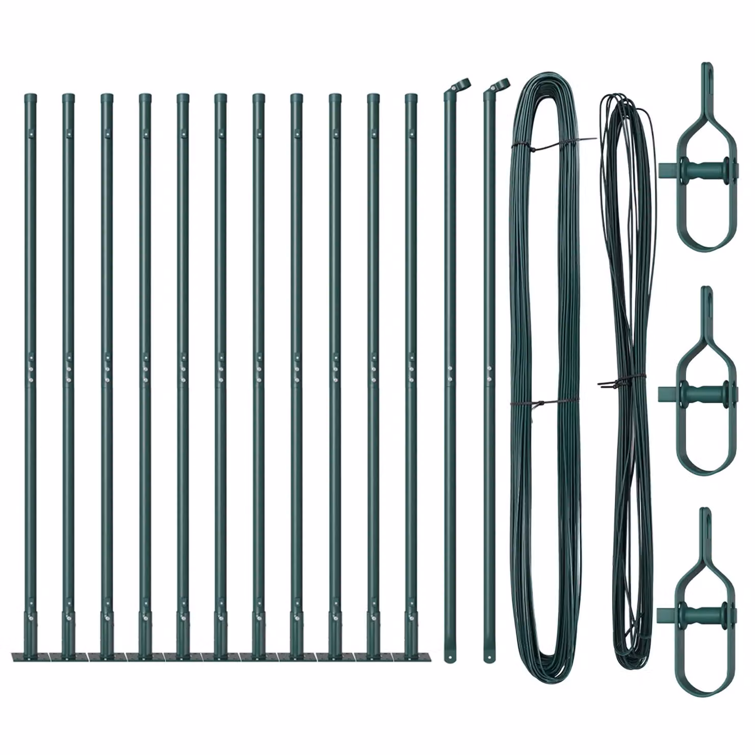 Berkfield Home Green Metal Round Fence Post Kit, Set of 26, W/D/H: 3.2 x 3.2 x 83.5 cm – 2