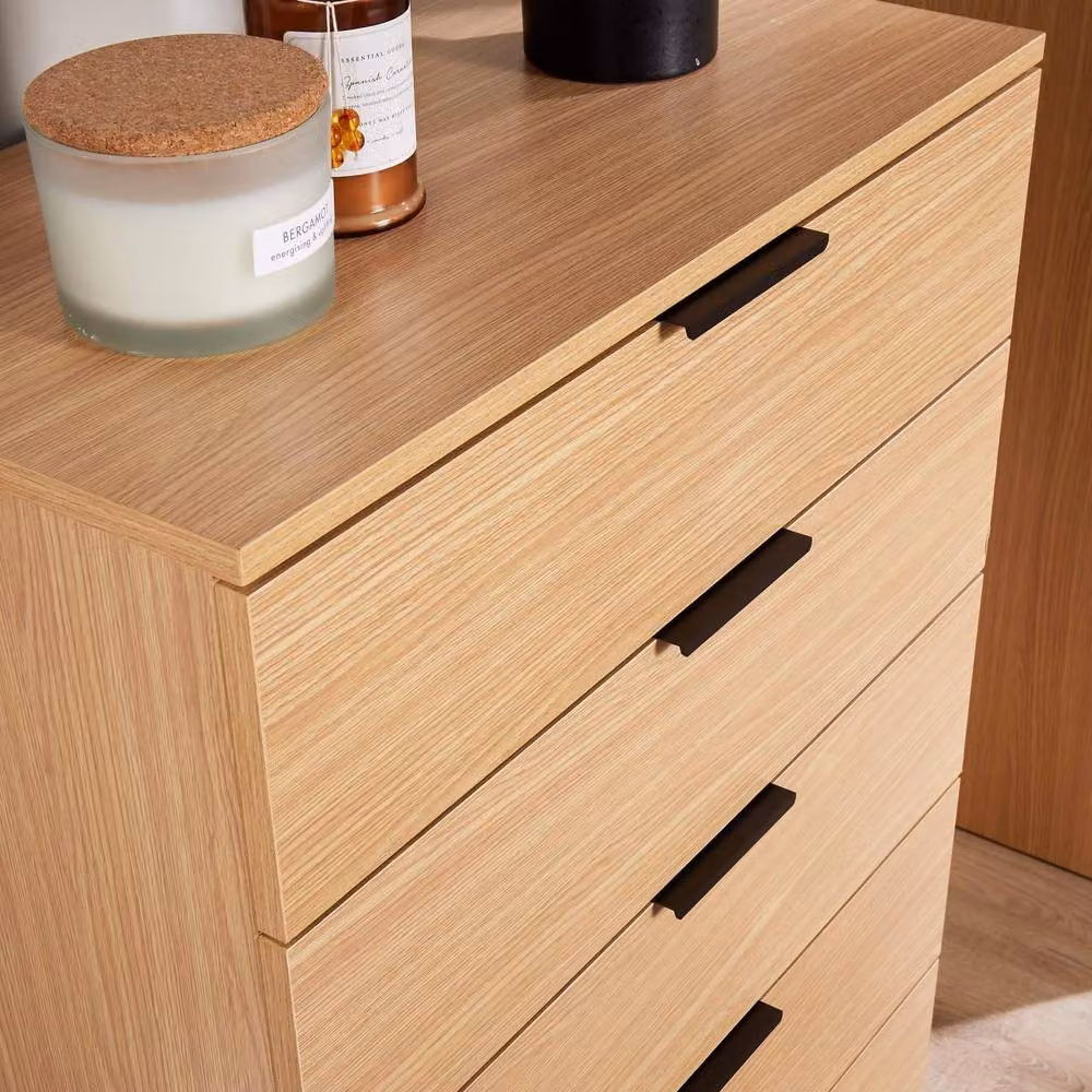 Home Source Phoenix 5 Drawer Chest of Drawers in Light Oak – 2