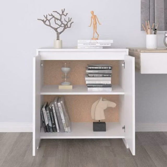 Berkfield Home White Modern Sideboard in Matt MDF, W/D/H: 70 x 41 x 75 cm – 1