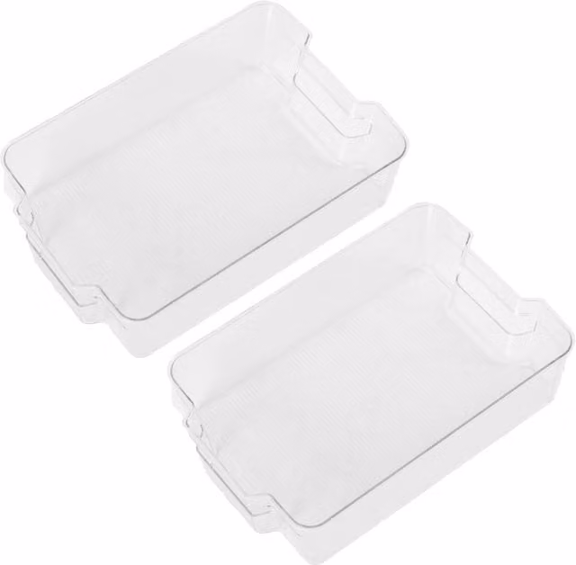 OHS Pack of 2 Medium Acrylic Fridge Storage Trays in White and Transparent