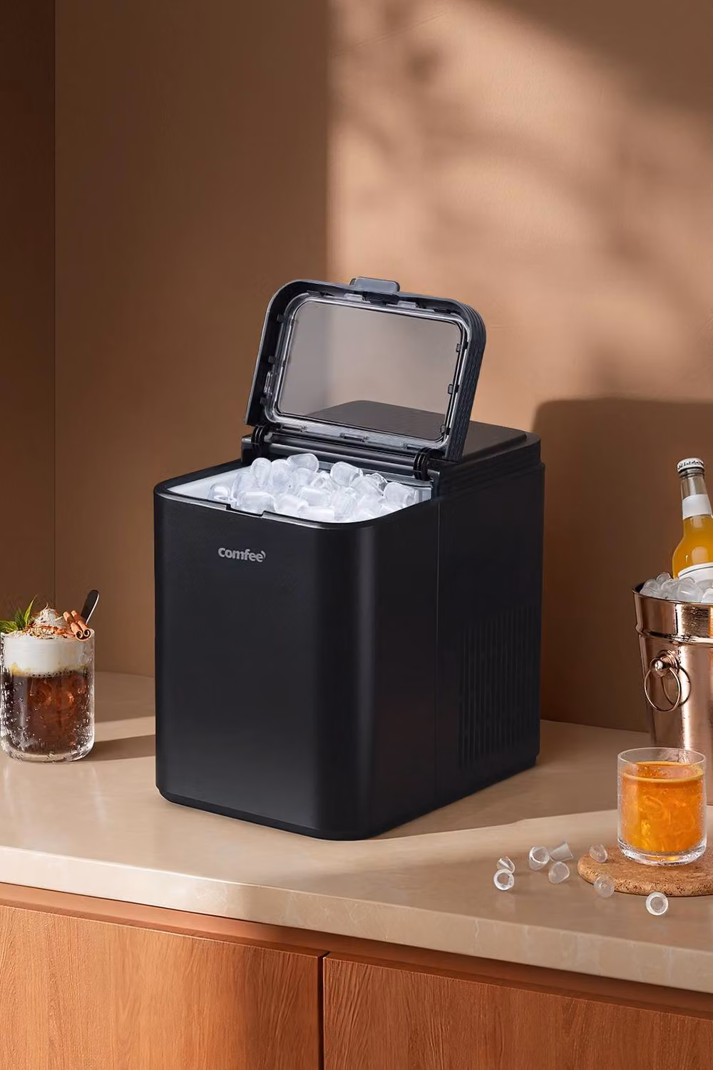 Living and Home Self-Cleaning Ice Maker Machine with 1.3L Water Tank and Ice Scoop, Black – 3