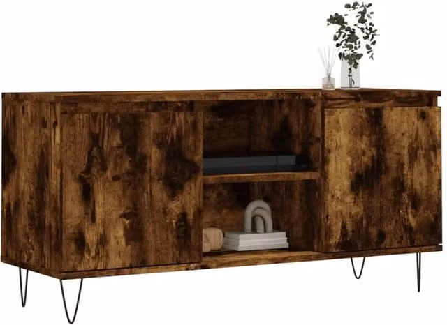 Berkfield Home Smoked Oak TV Cabinet in Brown, W/D/H: 104 x 35 x 50 cm