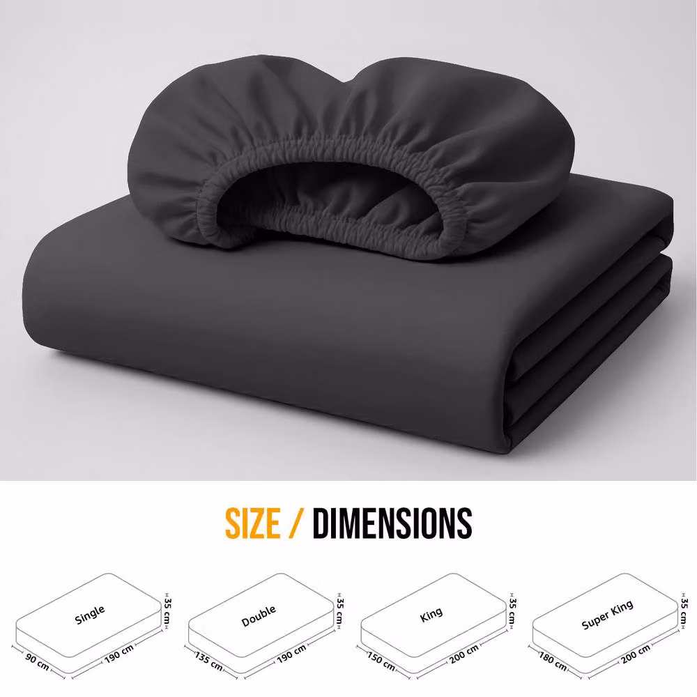 Lazzaro Home Feel the Difference Exclusive Microfibre Fitted Sheet, Charcoal Grey, W/D/H: 90 x 190 x 40 cm – 3