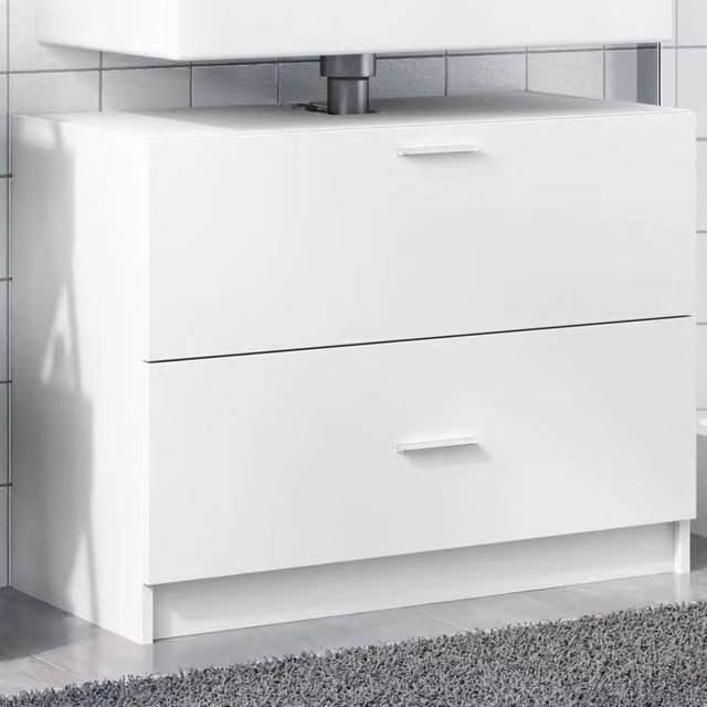 Berkfield Home White Wall Mounted Bathroom Sink Cabinet with Doors and Drawers, W/D/H: 78 x 37 x 59 cm