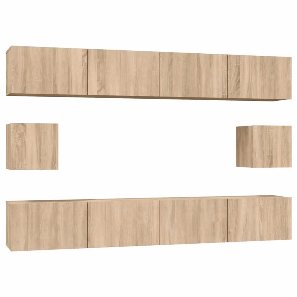 Berkfield Home 6 Piece Classic TV Cabinet Set in Sonoma Oak Brown Engineered Wood – 2