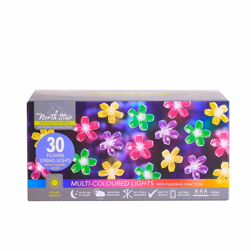 Voltico Solar Multi-Coloured Flower String Lights with Dusk Sensor, 30 cm – 2