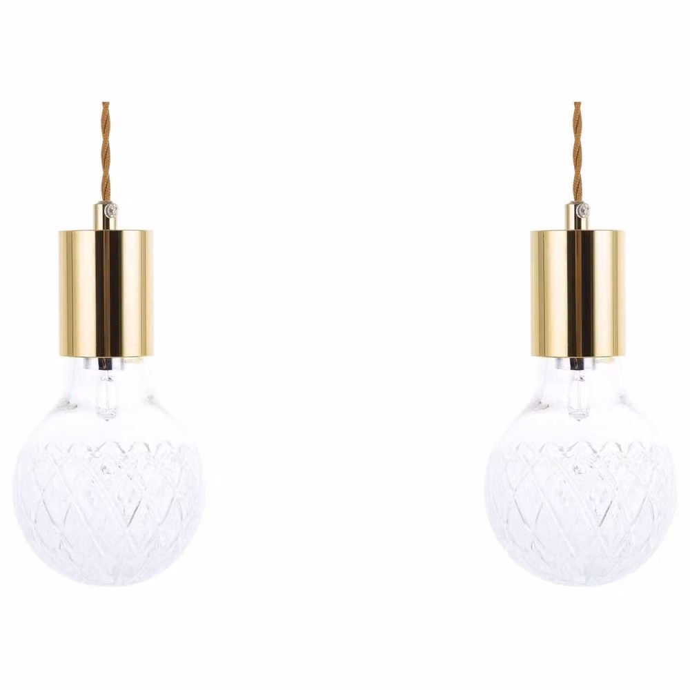Wyld and Coco Gold and Transparent Glass Pendant Lamps 2-Pack – 2
