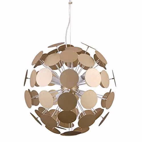 Netlighting Modern Suspended Pendant Light in White and Gold/Brass with 6 x E14 Sockets