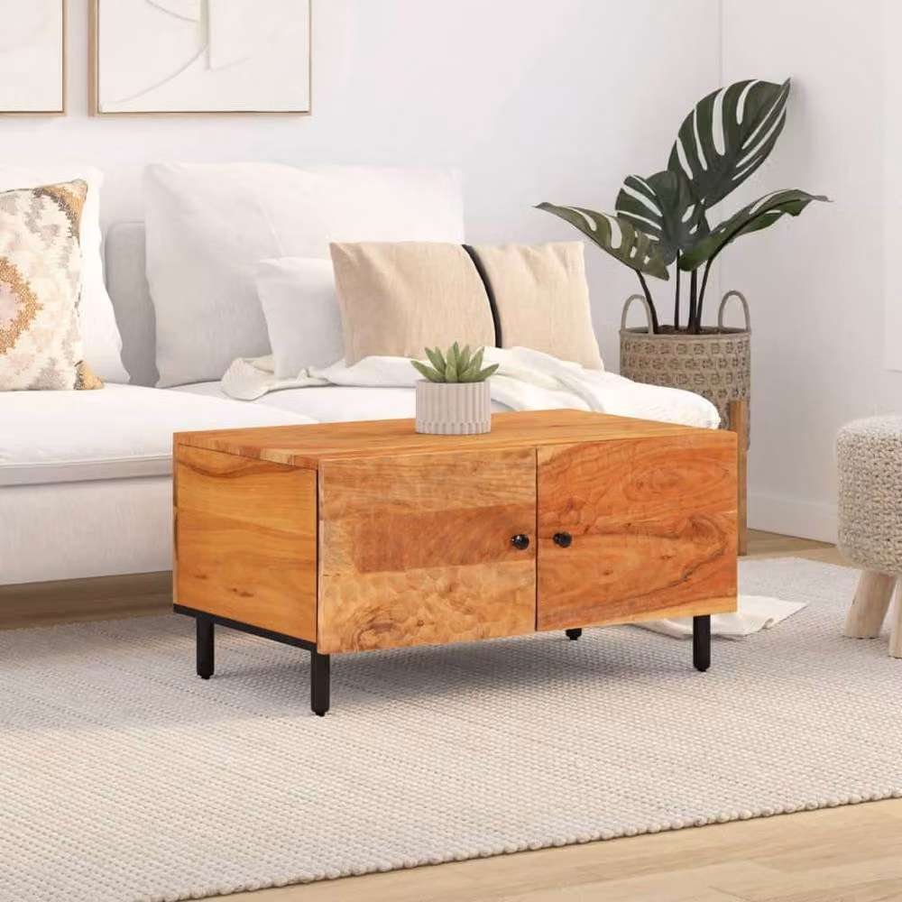 Berkfield Home Brown Acacia Wood Coffee Table, W: 80 cm, D: 50 cm, H: 40 cm – 2