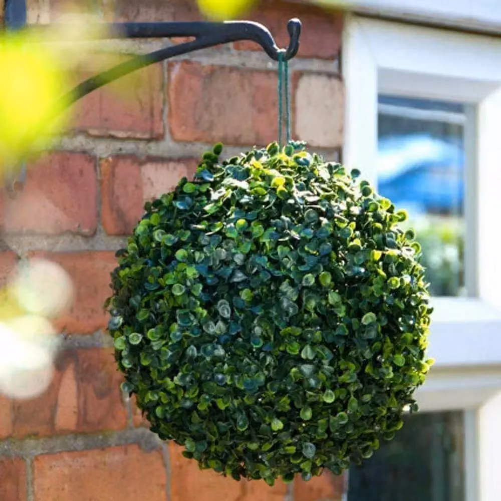 MANTRARAJ Solar Powered 20 LED Flower Lights Topiary Ball Garden Decoration, Green, Diameter: 28 cm – 6