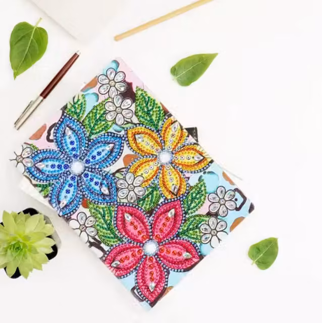 Syntego Diamond Painting Art Flower Notebook Kit in Multicolour and Yellow