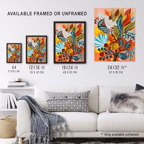 Artery8 Colourful Floral Botanical Bouquet Wall Art Poster Print, Multicolour, W/H: 46 x 61 cm – 3