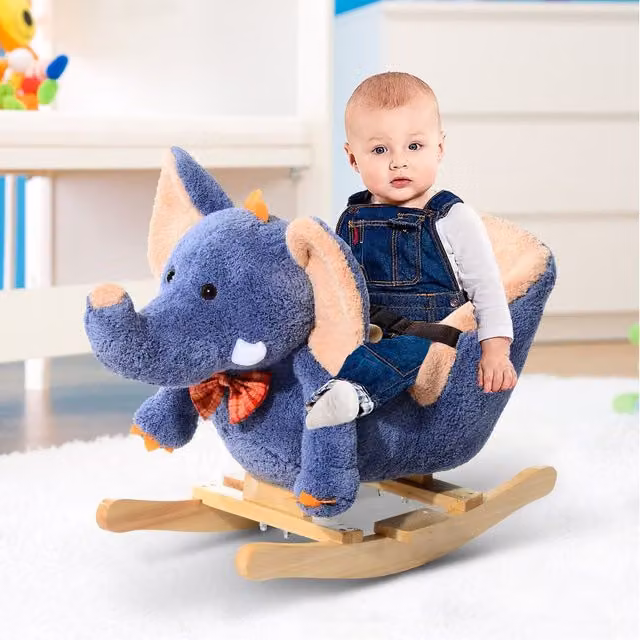 HOMCOM Childrens Elephant Rocking Seat in Blue