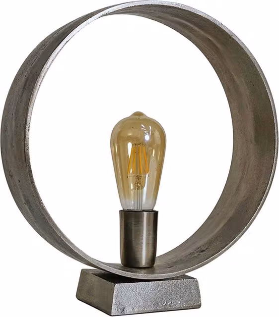 ValueLights Metal and Glass Round LED Table Lamp in Grey